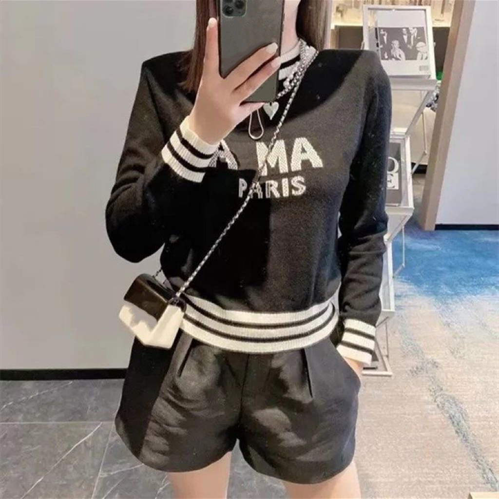 New Womens Sweaters Printed Round Neck Paris Sweater Color Loose Pullover Letter Jacquard Long-sleevedclothing Top, Black
New Womens Sweaters Printed Round Neck Paris Sweater Color Loose Pullover Letter Jacquard Long-sleevedclothing Top, Black