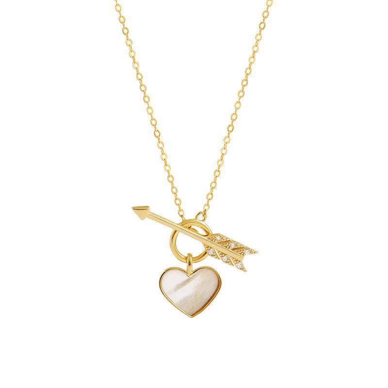 Shell Heart Necklace Heart and Arrow Pendant Necklaces for Women Fashion Jewelry