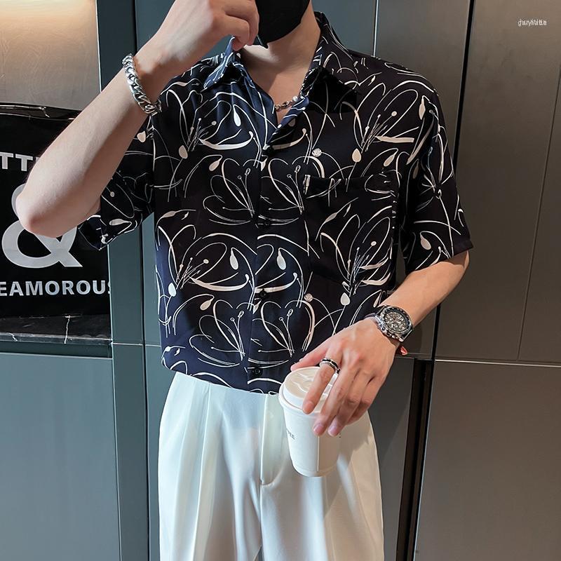 Men's Casual Shirts Men's Fashion Print Lapel Men's Short Sleeve Loose Shirt Hip Hop Harajuku Oversized Social Party, Navy
Men's Casual Shirts Men's Fashion Print Lapel Men's Short Sleeve Loose Shirt Hip Hop Harajuku Oversized Social Party, Navy