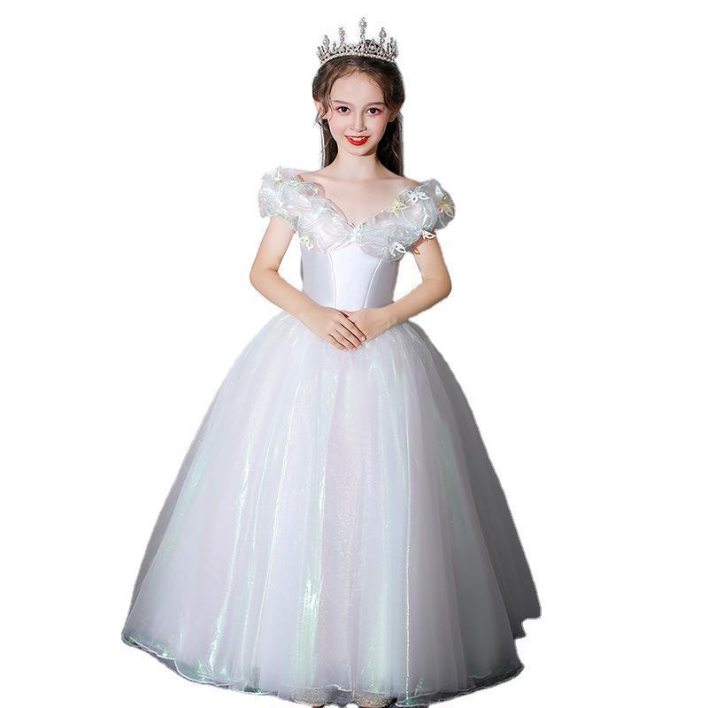 New Long Princess Cinderella wer Girl Dresses Off-the-shoulder or Length Ball Gown Blue Kids Pageant Gowns Christmas Design Custom Made