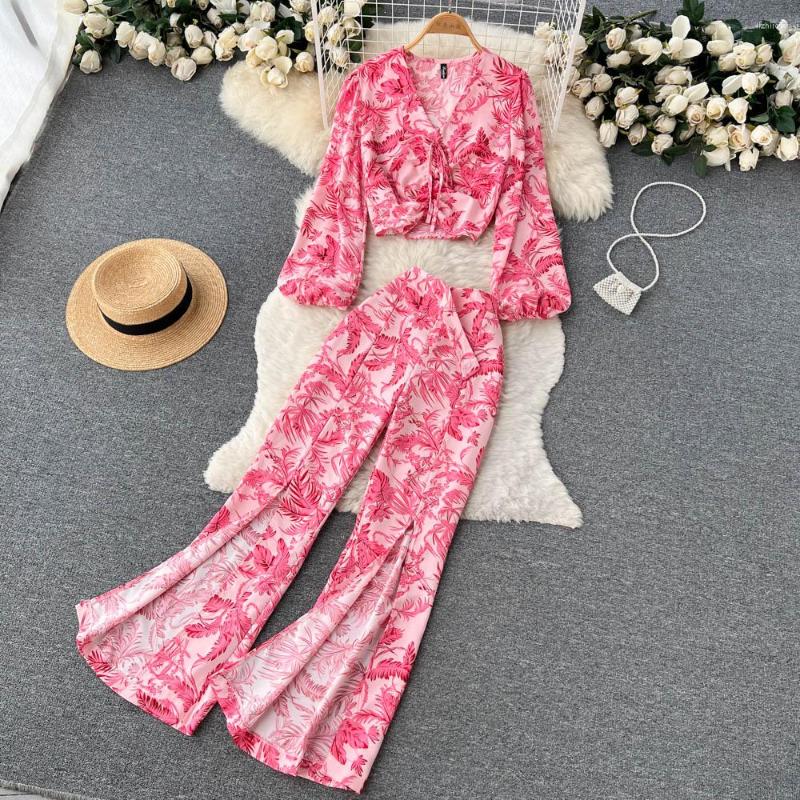 Women's Two Piece Pants Floral Print Sets Womens Outifits Women Set V-Neck Long Sleeve Crop Top High Elastic Waist Split Drop, Black
Women's Two Piece Pants Floral Print Sets Womens Outifits Women Set V-Neck Long Sleeve Crop Top High Elastic Waist Split Drop, Black