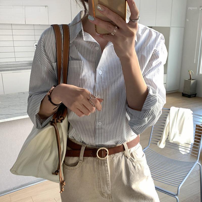 Women' Blouses Spring Autumn Fashion Poplin Pinstripe Blouse Simple Casual Pocket Lapel Loose Shirt Temperament Tops Women, As the picture
Women' Blouses Spring Autumn Fashion Poplin Pinstripe Blouse Simple Casual Pocket Lapel Loose Shirt Temperament Tops Women, As the picture