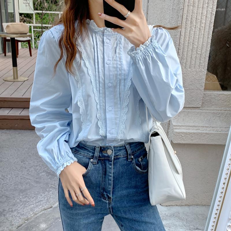 Women's Blouses Bubble Sleeve Shirt Women Sweet Lace Small Stand Collar Splicing Single Breasted Elegant Office Lady Top Female, White
Women's Blouses Bubble Sleeve Shirt Women Sweet Lace Small Stand Collar Splicing Single Breasted Elegant Office Lady Top Female, White
