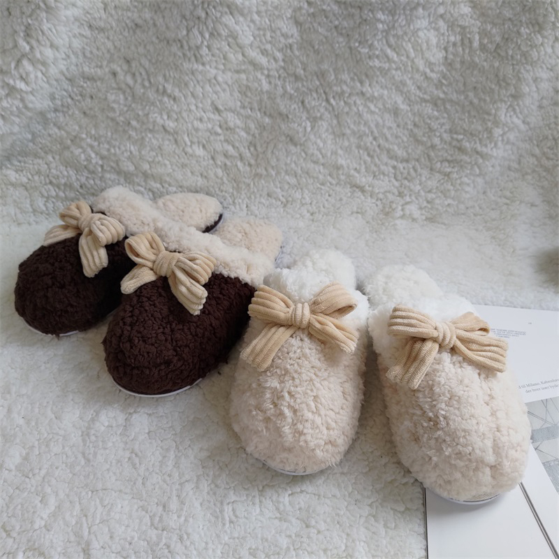 Ladies lovely students autumn and winter slippers indoor non-slip home plush bow thick cotton slippers, Beige
Ladies lovely students autumn and winter slippers indoor non-slip home plush bow thick cotton slippers, Beige