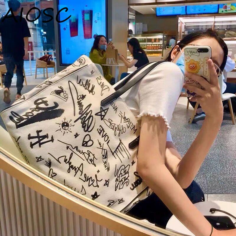 Evening Bags Fashion Women's Handbag Large Capacity Shopping Trend Versatile Casual Graffiti Bag Shoulder Canvas Tote, White
Evening Bags Fashion Women's Handbag Large Capacity Shopping Trend Versatile Casual Graffiti Bag Shoulder Canvas Tote, White