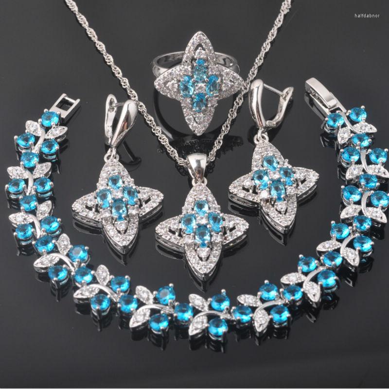 Necklace Earrings Set Sparkling Sky Blue Zirconia Silver Color For Women Crystal Bracelet Pendant Ring QS0344, Picture shown
Necklace Earrings Set Sparkling Sky Blue Zirconia Silver Color For Women Crystal Bracelet Pendant Ring QS0344, Picture shown