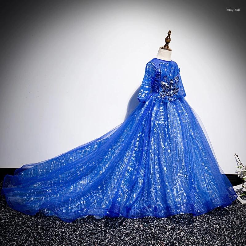 Girl Dresses Flower For Weddings O Neck Half Sleeves Kids Party Communion Gowns Appliques Beaded Sequined Princess Dress, Blue
Girl Dresses Flower For Weddings O Neck Half Sleeves Kids Party Communion Gowns Appliques Beaded Sequined Princess Dress, Blue