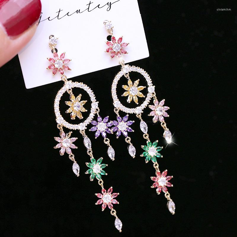 Dangle Earrings Korean Version Of The Heavy Industry Color Zircon Temperament Flower Tassel Long 925 Silver Needle Female
Dangle Earrings Korean Version Of The Heavy Industry Color Zircon Temperament Flower Tassel Long 925 Silver Needle Female