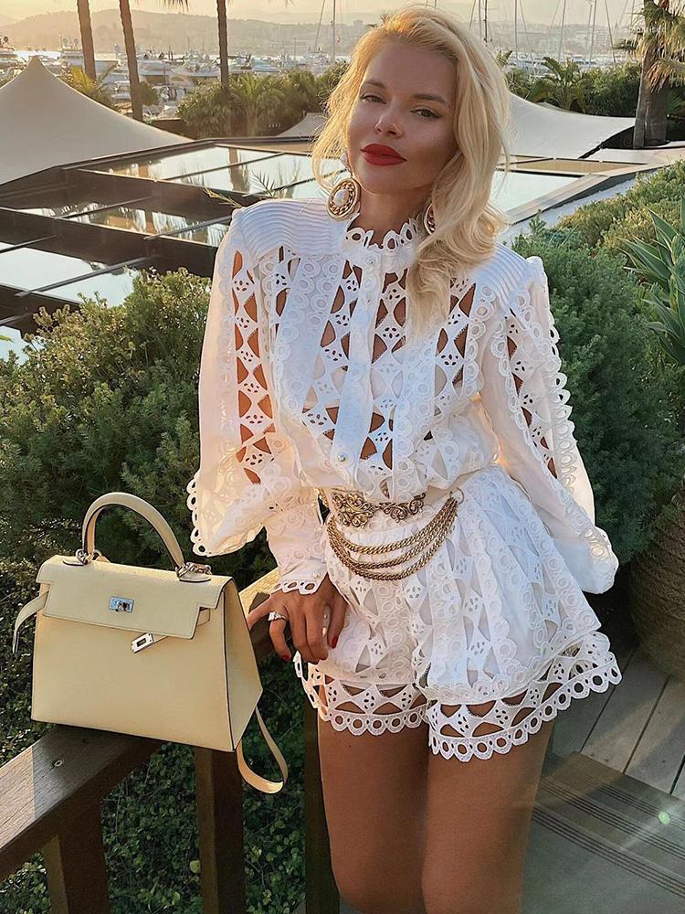 Women' Tracksuits High Quality Summer Women Fashion Designer Shorts Sets Lantern Sleeve Hollow Out Shirts With Belt White Suits, Black
Women' Tracksuits High Quality Summer Women Fashion Designer Shorts Sets Lantern Sleeve Hollow Out Shirts With Belt White Suits, Black