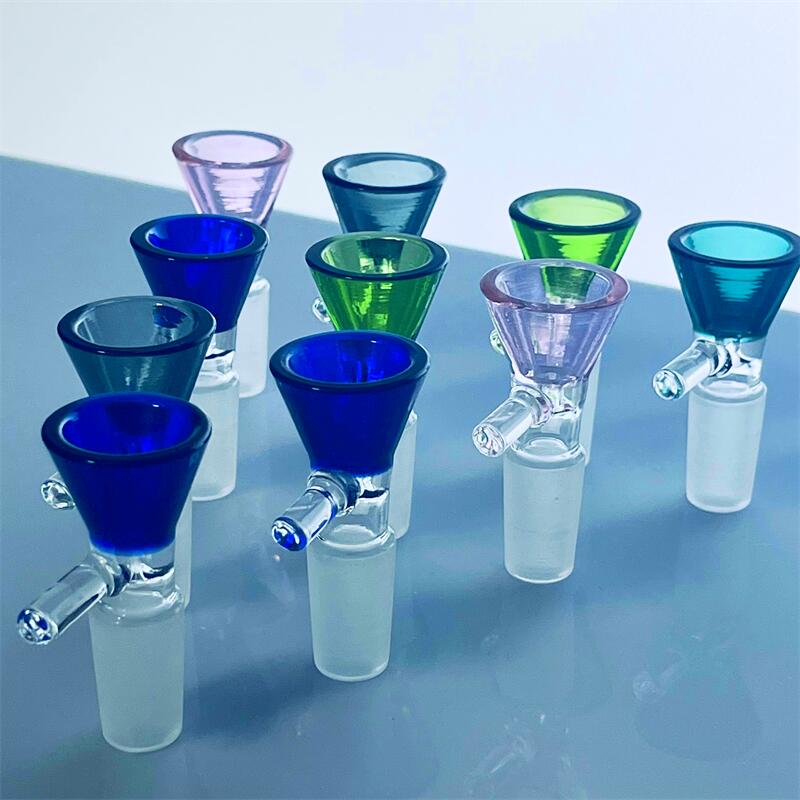 14mm bowl and 18mm glass bowl Male Joint Handle Beautiful Slide 5mm thick piece smoking Accessories For Bongs Water Pipes