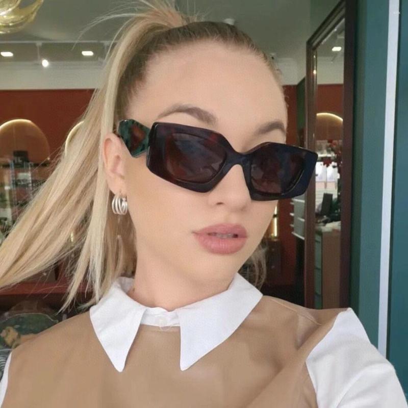 Sunglasses Acetate Marble Pattern Frame Rectangular Women Fashion Outdoor