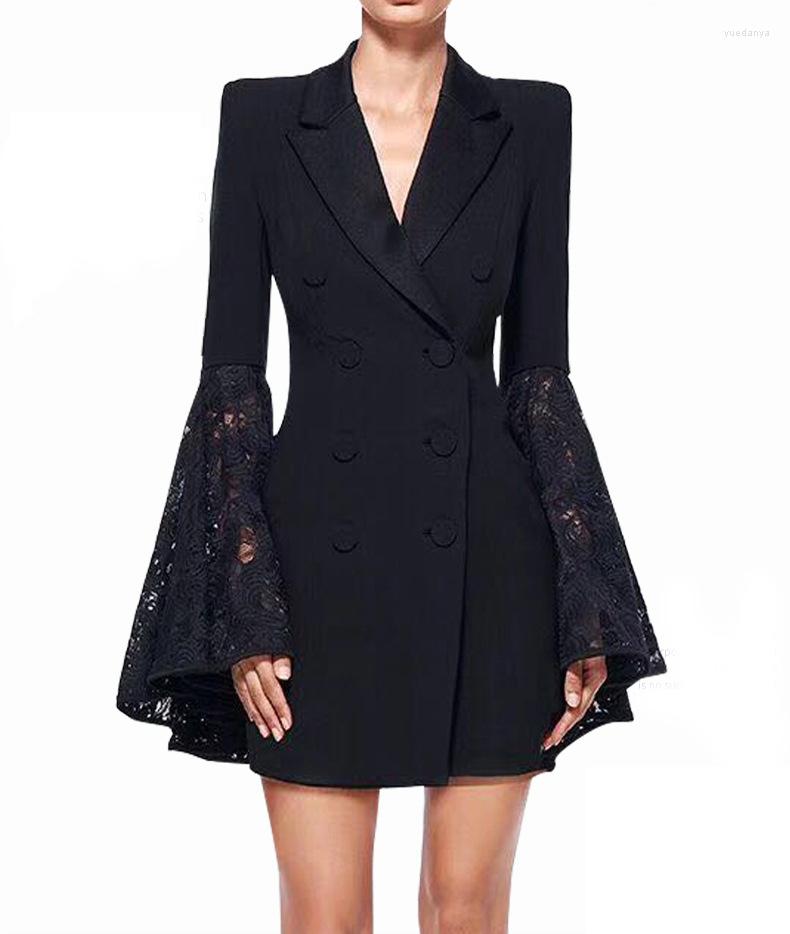 Women' Suits Fashion Office Ladies Lace Spliced Flare Sleeve Dress Women Double Breasted Long Jacket Suit Slim Fit Business Party Coat, Black
Women' Suits Fashion Office Ladies Lace Spliced Flare Sleeve Dress Women Double Breasted Long Jacket Suit Slim Fit Business Party Coat, Black