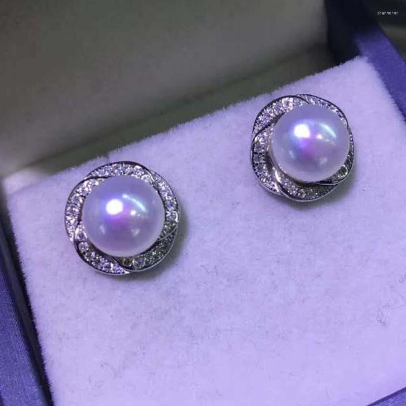 Stud Earrings 8mm White Pink Purple Black Half Round FW PEARL S925