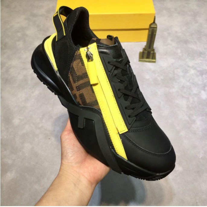 Excellent Quality Men FLOW Sneakers Shoes Mesh Breathable Man Zipper Skateboard Walking Comfort Outdoor Rubber Runner Sole Tech Fabrics Trainer