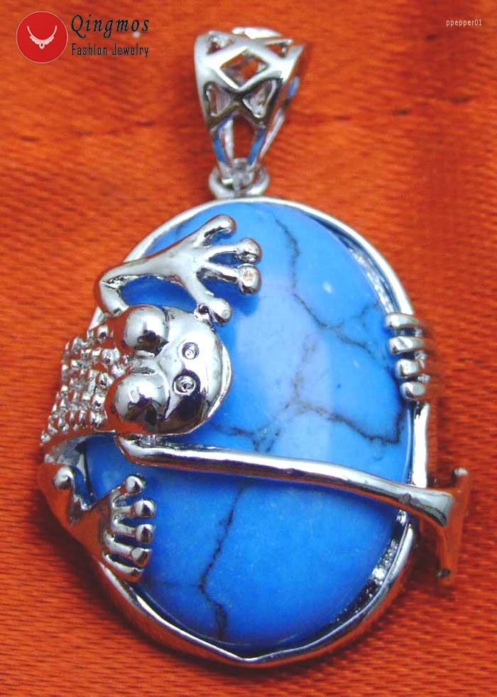 Pendant Necklaces Qingmos Trendy 25 20mm Crawl Frog Design For Women With Oval Blue Turquoises Natural Stone Fine Jewelry Pen251
Pendant Necklaces Qingmos Trendy 25 20mm Crawl Frog Design For Women With Oval Blue Turquoises Natural Stone Fine Jewelry Pen251