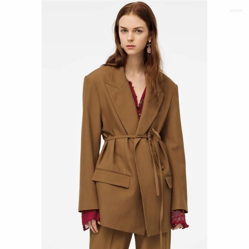 Women' Suits Simple High Waist Office Blazer Suit With Bandage Women Solid Colors Lace Up Loose Casual 2022 Autumn Spring Fashion, Camel
Women' Suits Simple High Waist Office Blazer Suit With Bandage Women Solid Colors Lace Up Loose Casual 2022 Autumn Spring Fashion, Camel