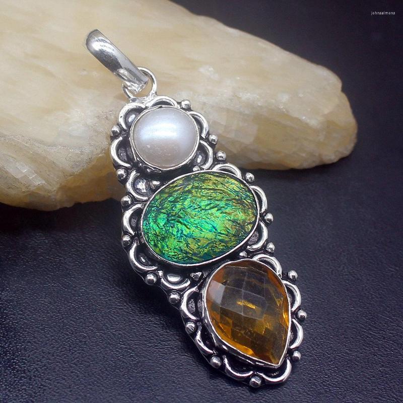Pendant Necklaces Gemstonefactory Jewelry Big Promotion Single Unique 925 Silver River Pearl Dichroic Glass Topaz Lady Women Necklace 0125
Pendant Necklaces Gemstonefactory Jewelry Big Promotion Single Unique 925 Silver River Pearl Dichroic Glass Topaz Lady Women Necklace 0125