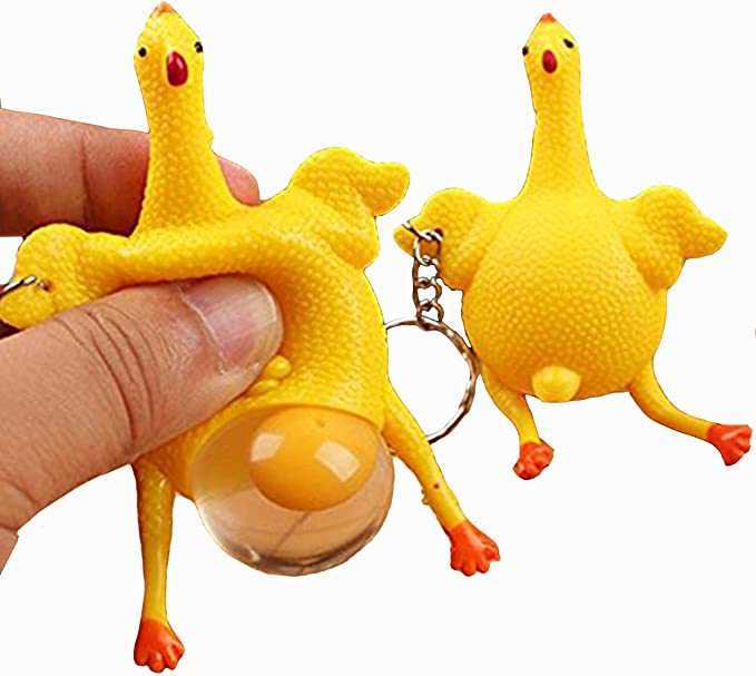 

Funny Decompression Toys Squishy Squeeze Stress Relieve Toys Chicken and Eggs Key Chain Ornaments jd