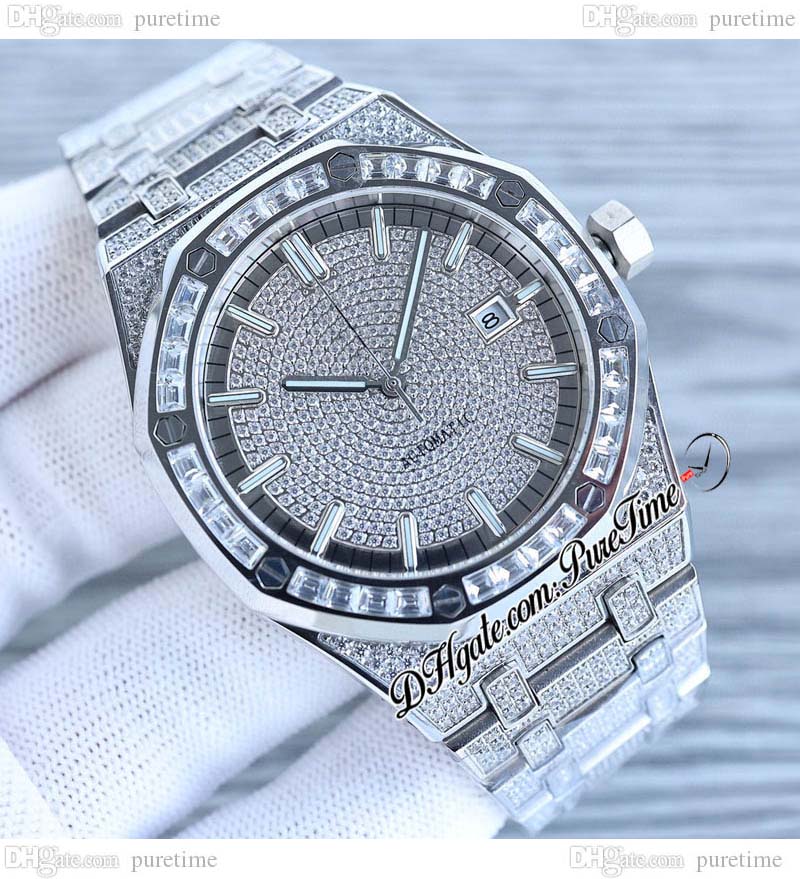 1540 Full Paved Diamonds A3120 Automatic Mens Watch 42 Baguette Diamond Ice out Silver Stick Stainless Steel Bracelet Oak Jewelry Watches Super Edition Puretime A1
1540 Full Paved Diamonds A3120 Automatic Mens Watch 42 Baguette Diamond Ice out Silver Stick Stainless Steel Bracelet Oak Jewelry Watches Super Edition Puretime A1