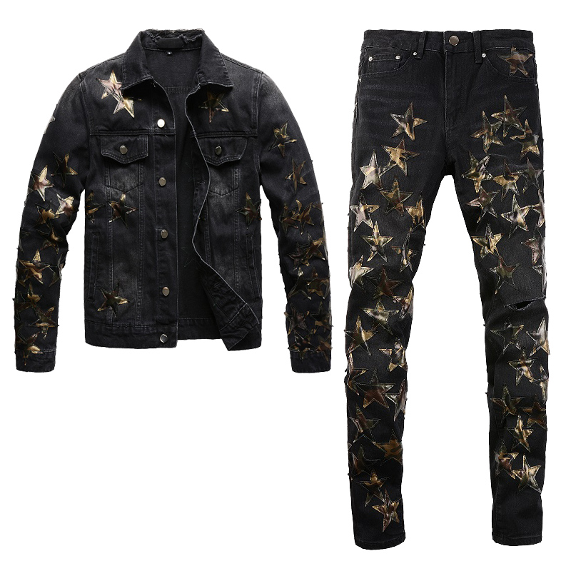 Black Tracksuits Ripped Star Patch Men's Sets Spring Autumn Jacket and Jeans Set Male Fashion Slim Fit Denim Tops Matching Stretch Skinny Pants, Jacket and jeans 452.873
Black Tracksuits Ripped Star Patch Men's Sets Spring Autumn Jacket and Jeans Set Male Fashion Slim Fit Denim Tops Matching Stretch Skinny Pants, Jacket and jeans 452.873
