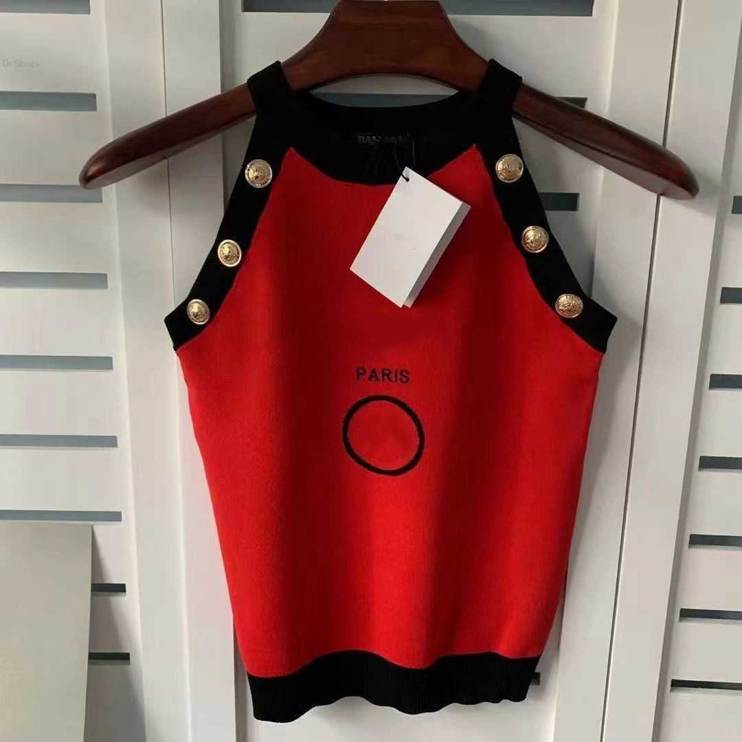 Top Vest Womens T Shirts Summer Womens T-shirt Women Designer Clothes With Letters Print Embroidery Round Hem Neck Lovers' Wear Base Pure, Red + black words + gold buckle
Top Vest Womens T Shirts Summer Womens T-shirt Women Designer Clothes With Letters Print Embroidery Round Hem Neck Lovers' Wear Base Pure, Red + black words + gold buckle