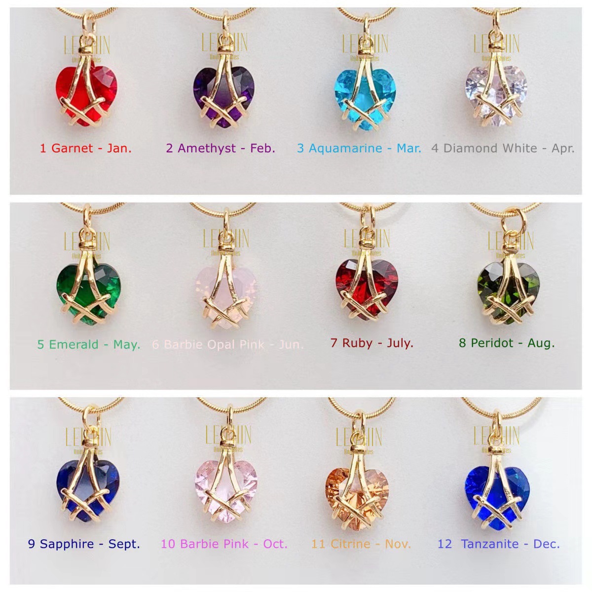Heart Birthstone Pendant Necklaces Diamond Heart-shaped Lucky Necklace Birthday Gift
Heart Birthstone Pendant Necklaces Diamond Heart-shaped Lucky Necklace Birthday Gift