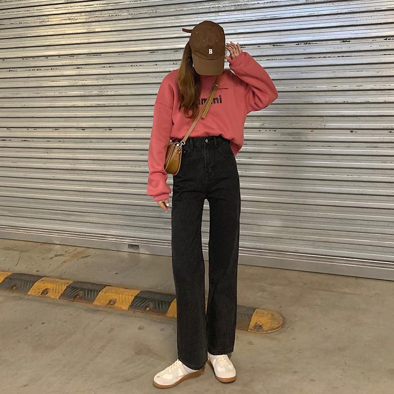 Women' Pants Women' & Capris Winter Solid Color Plus Size Slimming Wild Loose Wide Leg Retro High Waist Straight Jeans Women, Black
Women' Pants Women' & Capris Winter Solid Color Plus Size Slimming Wild Loose Wide Leg Retro High Waist Straight Jeans Women, Black