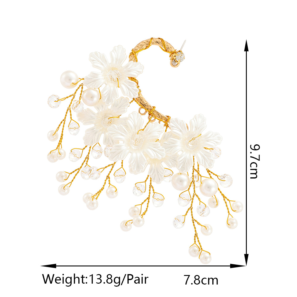 S3313 Fashion Jewelry Ear Cuff Handmade Flowers Earrings Ear-hook Sinlge Piece Ear Hang Earrings