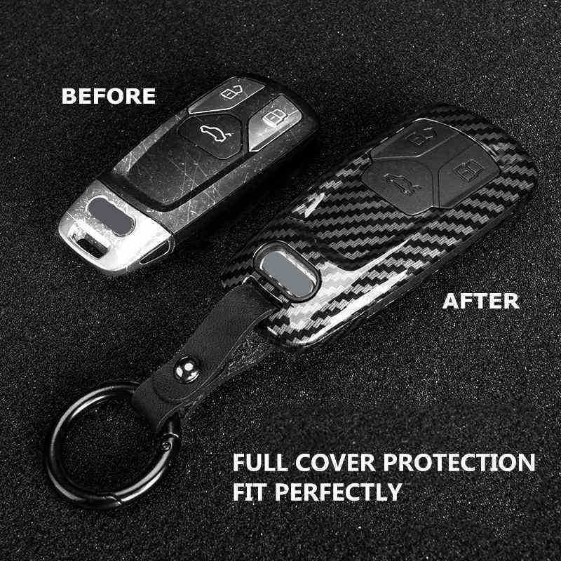 Car Key Car Key Case Cover Shell Carbon Fiber For Audi A4 B9 A5 A6 S4 S5 S7 8W Q7 4M Q5 TT Smart Remote Protector Auto Accessories T221110