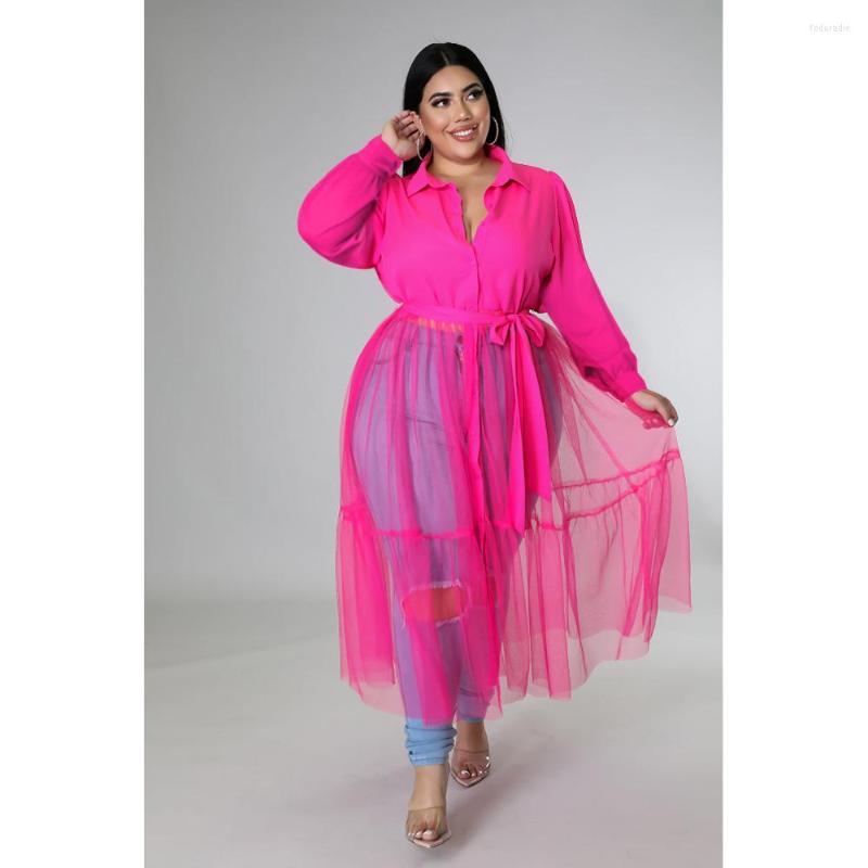 Plus Size Dresses Sheer Mesh Patchwork Casual Long Dress Fashion Lace Up Blouse Matching Streetwear Autumn Female Clothings 2022, Black
Plus Size Dresses Sheer Mesh Patchwork Casual Long Dress Fashion Lace Up Blouse Matching Streetwear Autumn Female Clothings 2022, Black
