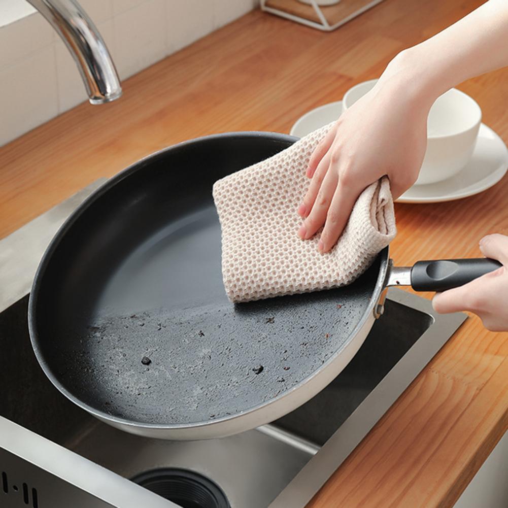 

Kitchen Cleaning Cloths Scouring Pad Honeycomb Structured Dish Towel Absorbent Cotton Clean Cloth for Housework Table Dishes 1223608