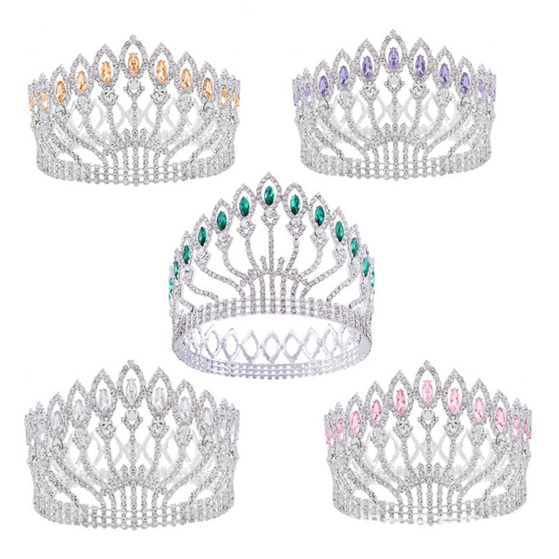 Luxurious Sparkling Crystal Baroque Queen King Wedding Tiara Crown Pageant Prom Diadem Headpiece Bridal Hair Jewelry accessories CJ191226