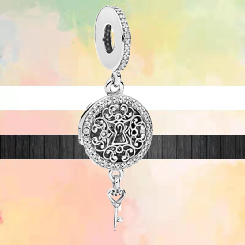 New Popular 925 Sterling Silver Key Series Pendant Fashion Hollow Beads Suitable For Primitive Charm Bracelets DIY Female European Jewelry