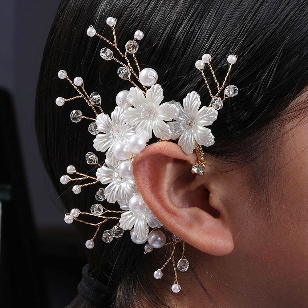 S3313 Fashion Jewelry Ear Cuff Handmade Flowers Earrings Ear-hook Sinlge Piece Ear Hang Earrings