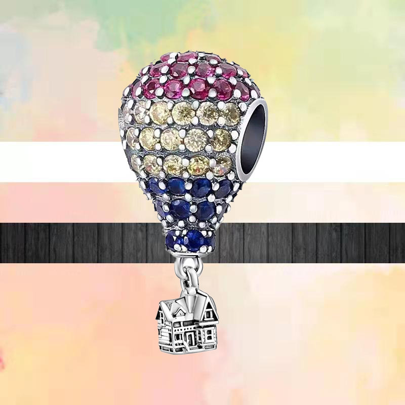 The New Popular 925 Sterling Silver Pavilion Color House Pendant DIY Beads Are Suitable For Primitive Charm Bracelet Jewelry