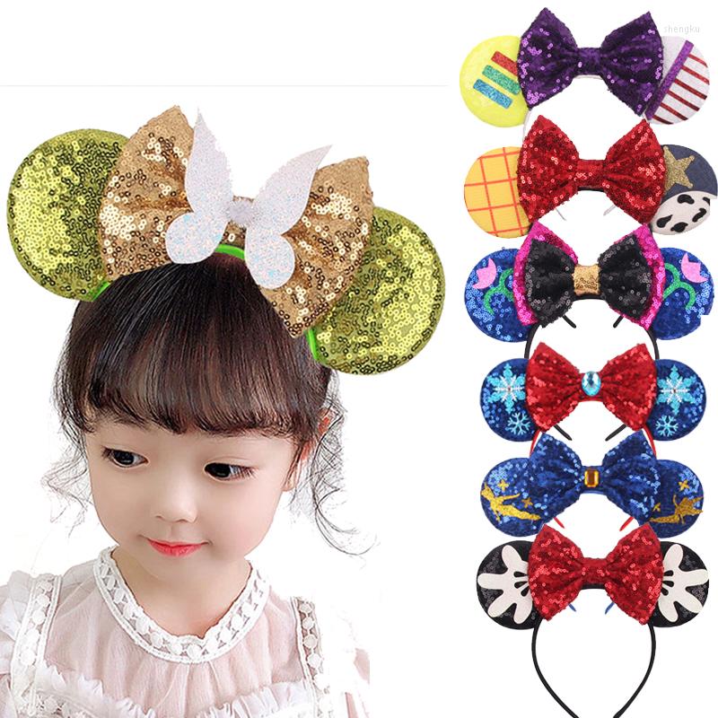 Hair Accessories Mouse Ears Headband Girls 5'' Sequin Bow Hairband Women DIY Festival Party Cosplay Adult/Kids Gift