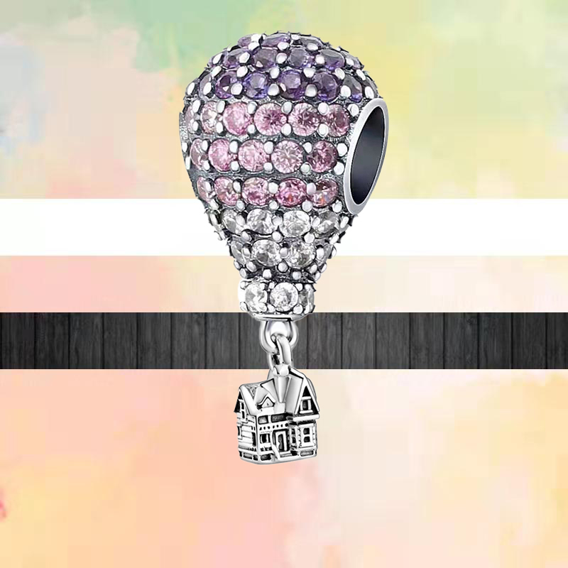 The New Popular 925 Sterling Silver Pavilion Color House Pendant DIY Beads Are Suitable For Primitive Charm Bracelet Jewelry