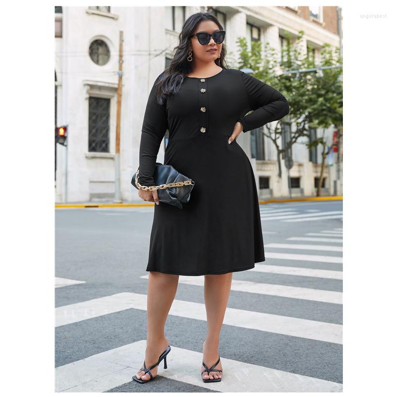 Plus Size Dresses Long Sleeve Elegant Spring Autumn Fit Flare Dress Women Button Front Black A-line Midi Large Work
Plus Size Dresses Long Sleeve Elegant Spring Autumn Fit Flare Dress Women Button Front Black A-line Midi Large Work