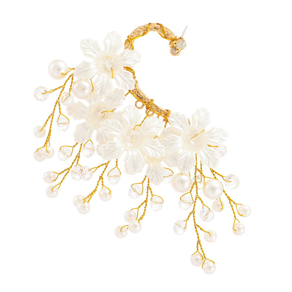S3313 Fashion Jewelry Ear Cuff Handmade Flowers Earrings Ear-hook Sinlge Piece Ear Hang Earrings