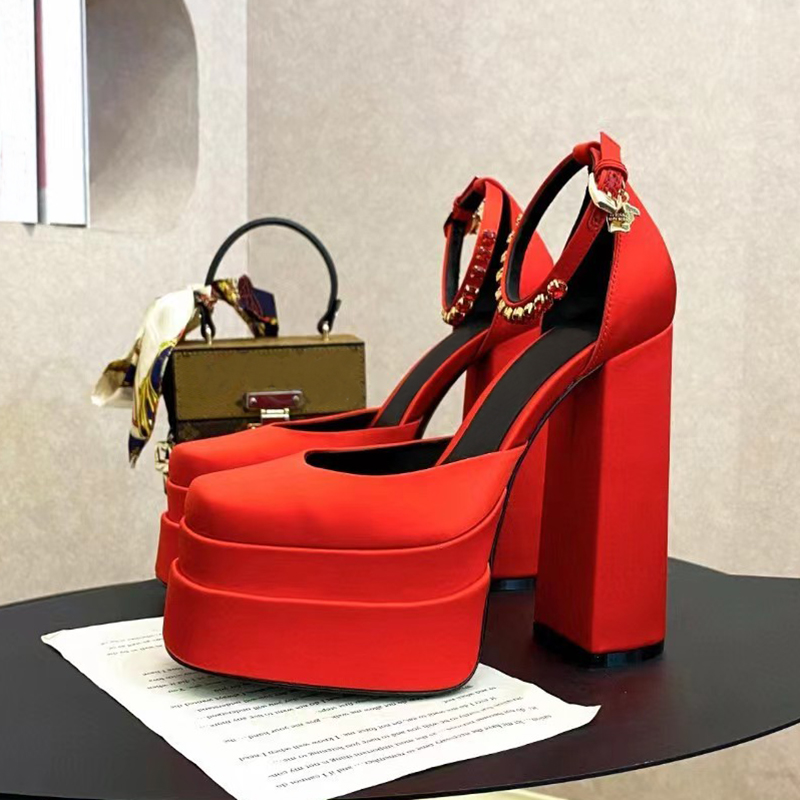 Dress Shoes Satin Shoe Platform Pumps Women Sandals Crystal Embellished Ankle Strap Leather Sole Chunky Heels Big 15.5CM Size 35-42 Womens Heeled, Red
Dress Shoes Satin Shoe Platform Pumps Women Sandals Crystal Embellished Ankle Strap Leather Sole Chunky Heels Big 15.5CM Size 35-42 Womens Heeled, Red