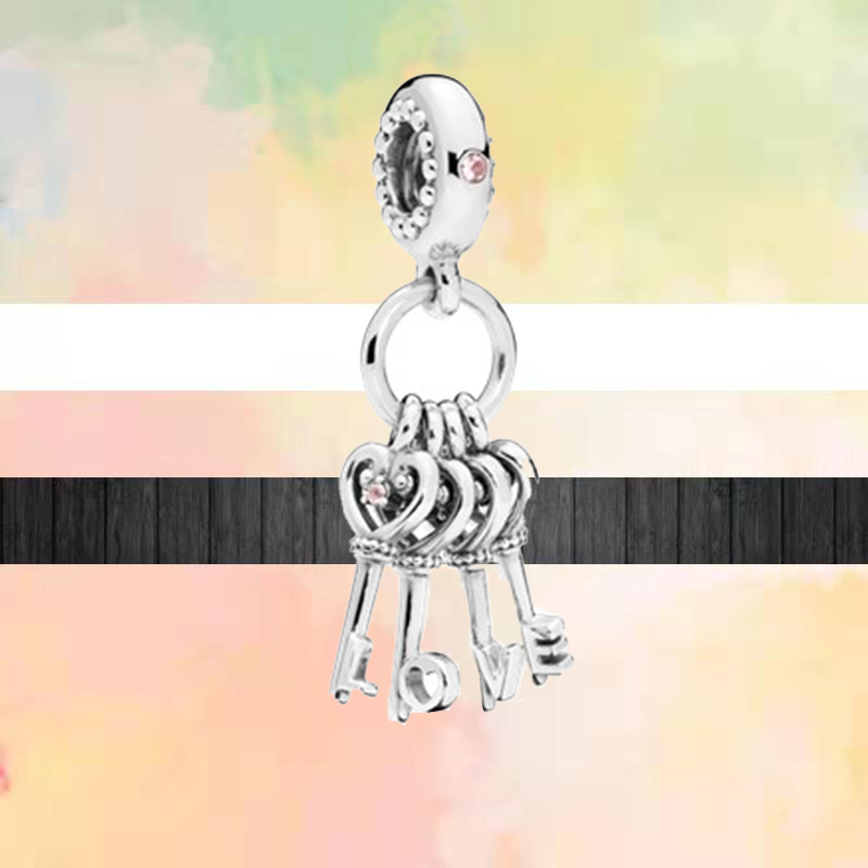 New Popular 925 Sterling Silver Key Series Pendant Fashion Hollow Beads Suitable For Primitive Charm Bracelets DIY Female European Jewelry