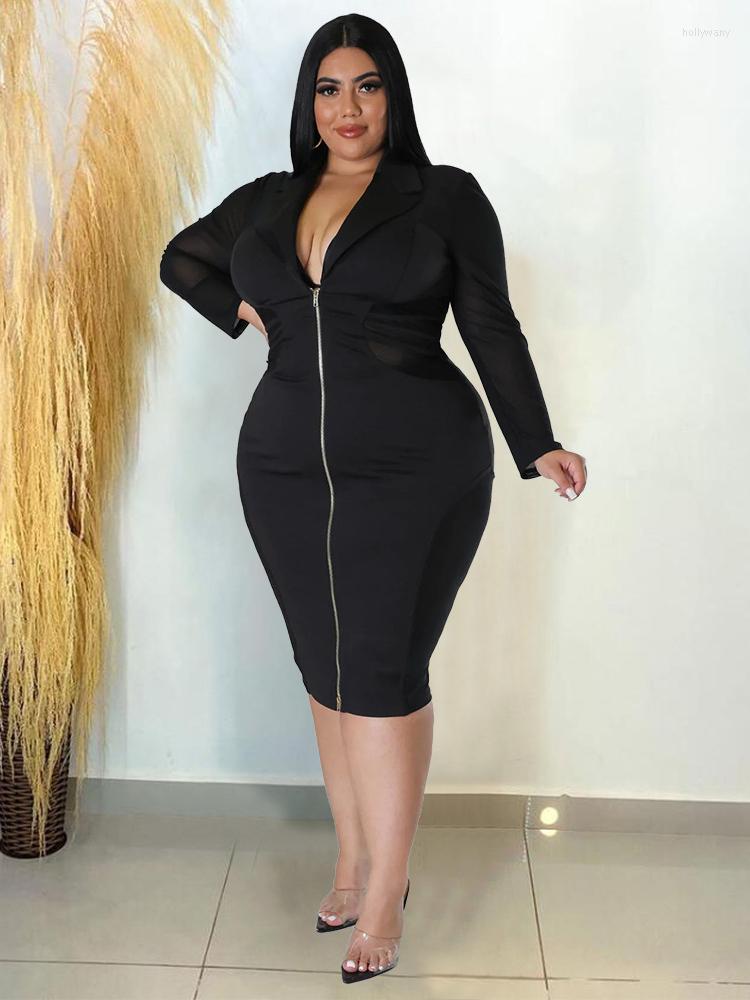 Plus Size Dresses Elegant Zippers Long Sleeve Dress Sexy Luxury V Neck Perspective Skinny Party Casual Office Conjunto Femenino, Black
Plus Size Dresses Elegant Zippers Long Sleeve Dress Sexy Luxury V Neck Perspective Skinny Party Casual Office Conjunto Femenino, Black