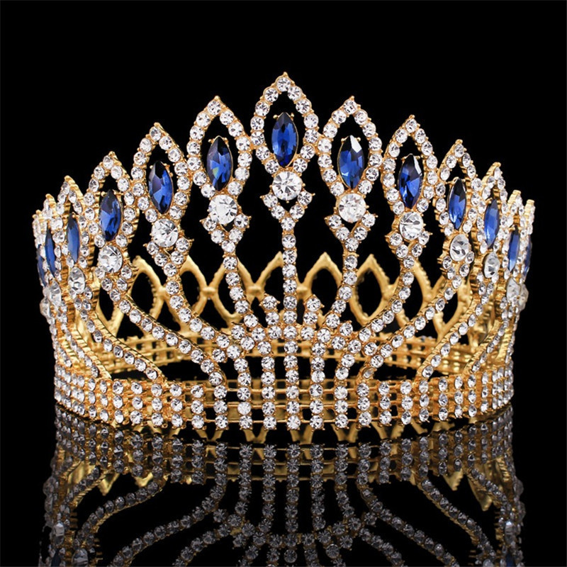 Luxurious Sparkling Crystal Baroque Queen King Wedding Tiara Crown Pageant Prom Diadem Headpiece Bridal Hair Jewelry accessories CJ191226