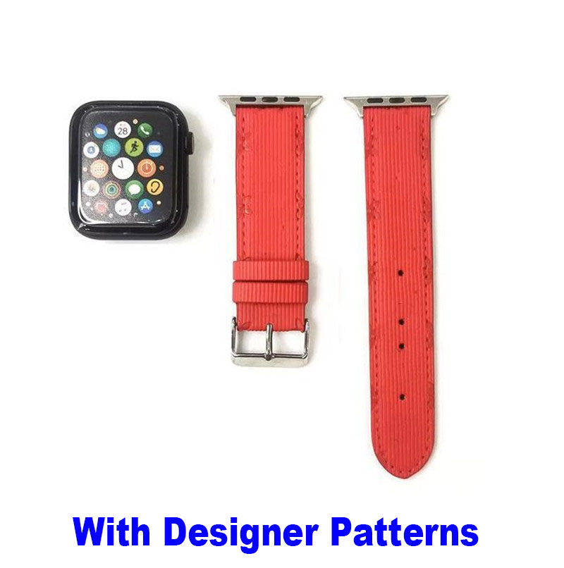 

Luxury L red Flower Designer watchbands straps for Apple watch band 42mm 38mm 40mm 44mm 41mm 45mm 49mm iwatch 8 7 6 5 4 3 2 SE bands fashion leather Smart Straps watchband