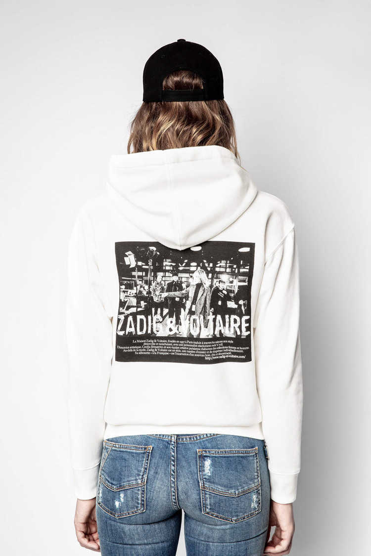 Zadig & Voltaire Women Designer Hoodie Letter Print Loose Fleece Cotton Hooded Sweater, White
Zadig & Voltaire Women Designer Hoodie Letter Print Loose Fleece Cotton Hooded Sweater, White