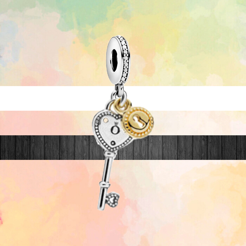 New Popular 925 Sterling Silver Key Series Pendant Fashion Hollow Beads Suitable For Primitive Charm Bracelets DIY Female European Jewelry