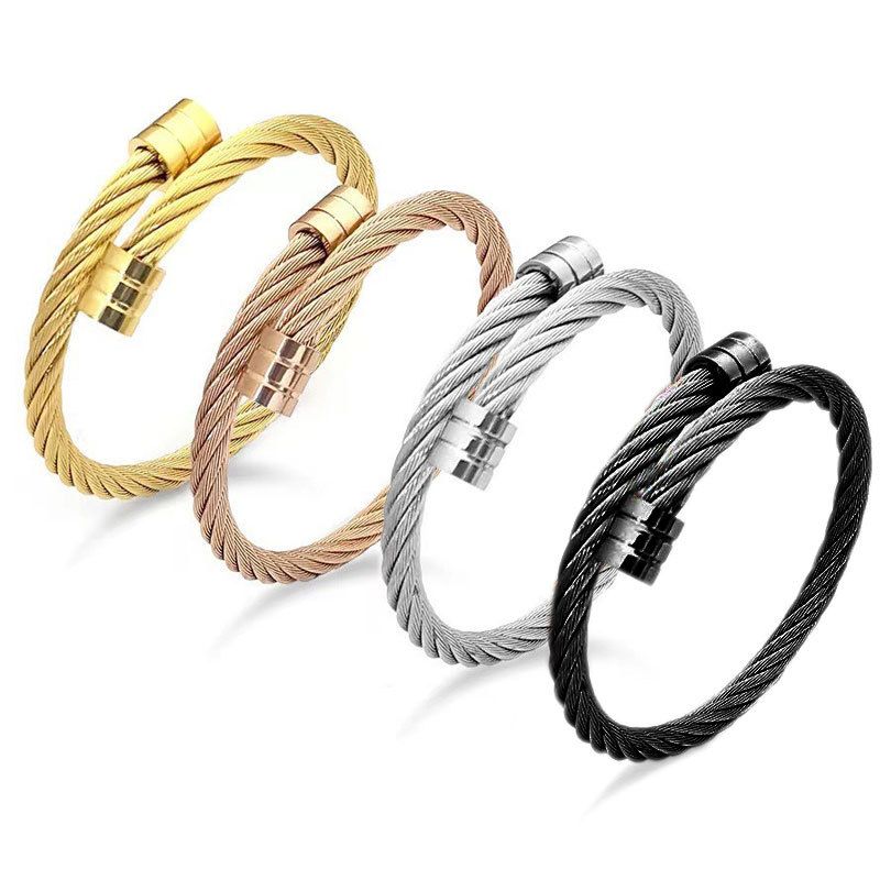 Cable Cuff Bangle Bracelets for Women Men Titanium Steel Bangles Wire Twisted Bracelet Adjustable Hip Hop Jewelry
Cable Cuff Bangle Bracelets for Women Men Titanium Steel Bangles Wire Twisted Bracelet Adjustable Hip Hop Jewelry