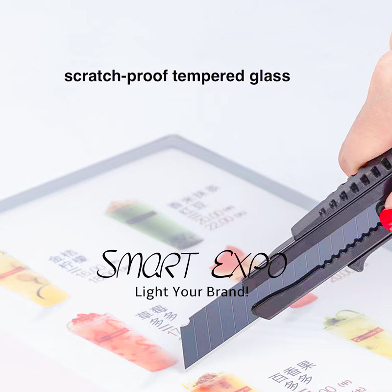 Restaurant Backlit Menu Stand Advertising Display Sign Holder for Countertop A2 Poster Prints with Wooden Case Packing