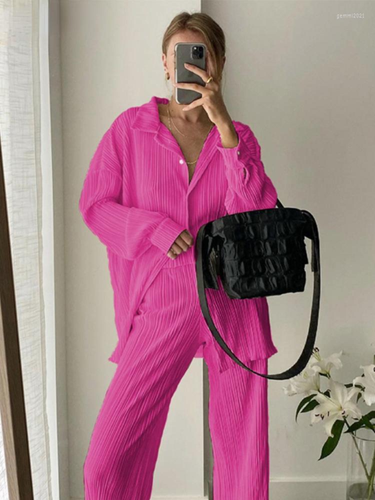 Women's Two Piece Pants Casual Loose Home Suit Autumn Long Sleeve Blouse With High Waist Set Women Elegant Pleated 2 Pant Sets, Green sets3
Women's Two Piece Pants Casual Loose Home Suit Autumn Long Sleeve Blouse With High Waist Set Women Elegant Pleated 2 Pant Sets, Green sets3