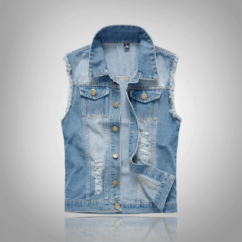 Men's Vests Cotton Jeans Sleeveless Jacket Dark Blue Denim Cowboy s Jackets 221114, Sky blue
Men's Vests Cotton Jeans Sleeveless Jacket Dark Blue Denim Cowboy s Jackets 221114, Sky blue